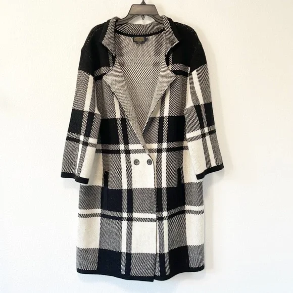 100% Merino Wool Pendleton Block Plaid  Coatigan Sweater Size Large - Picture 14 of 16